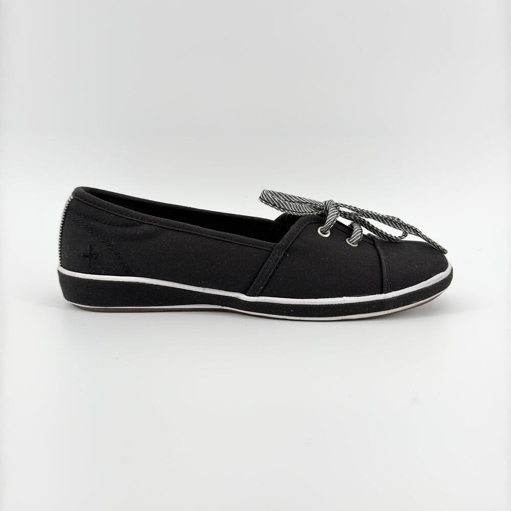 Grasshoppers Womens Bridgette Slip-On Loafer Size 5.5M Casual Black Canvas Shoes